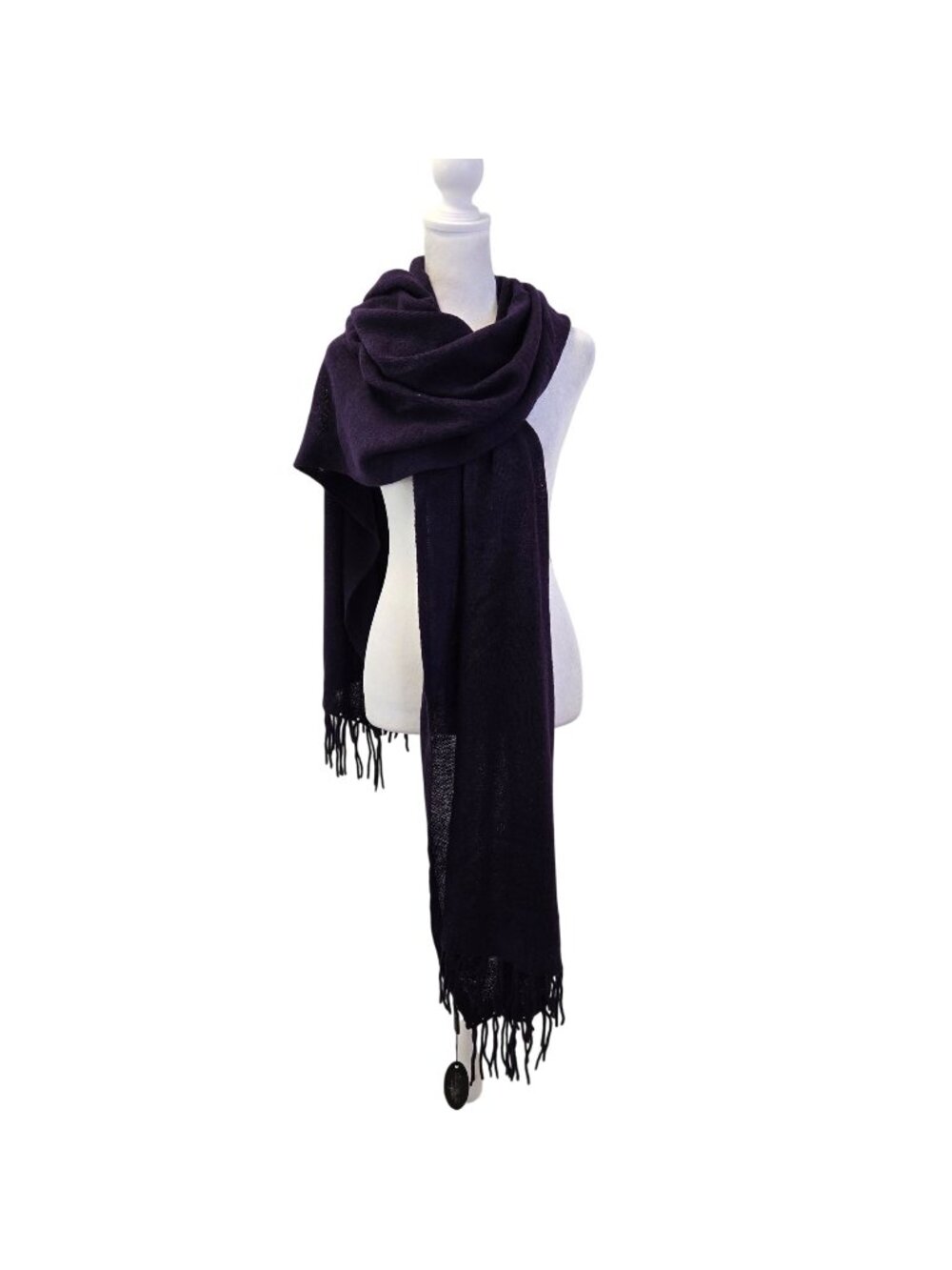 NWT Claudia Nichole 100% Cashmere Royal Purple Fringe Wrap Scarf